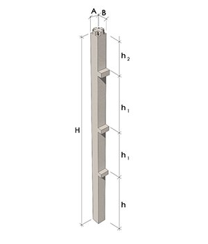 Колонна железобетонная 3КВО 48-3.22 серия 1.020-1/87 выпуск 2-7