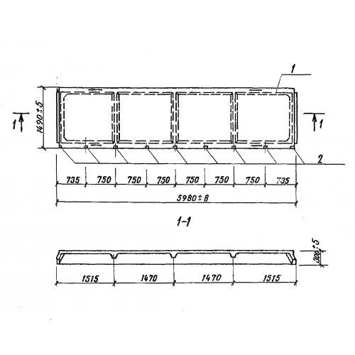 Плита ребристая П 60-15 АТV-1 ТПР 501-07-3.83
