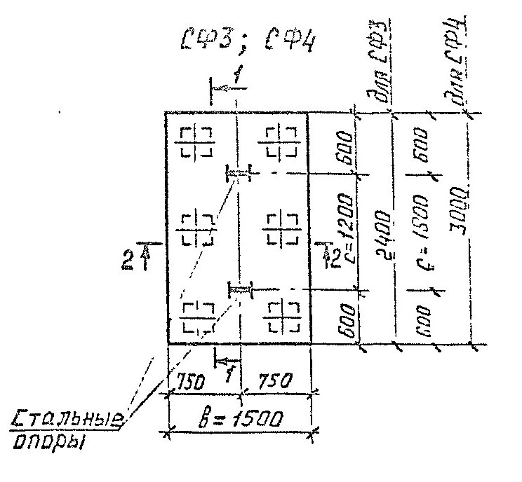 Фундамент под технологические трубопроводы СФ4 Серия 3.015-1/92